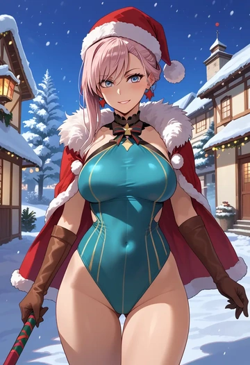 fate_(series),miyamoto_musashi_(swimsuit_berserker)_(fate),Christmas,dress  - AI generated anime art