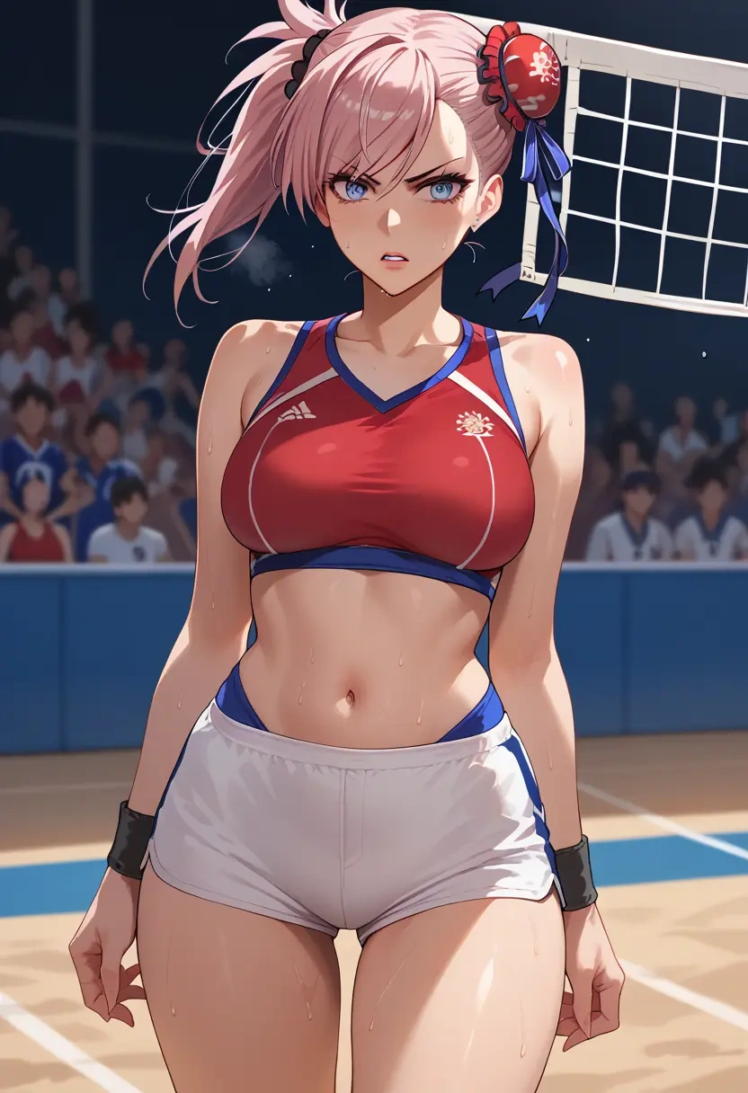 fate_(series),miyamoto_musashi_(swimsuit_berserker)_(fate),volleyball uniform  - 