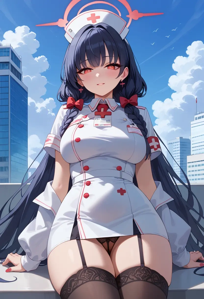 blue_archive,miyu_(blue_archive),nurse pantyhose,mini skirt, sexy  - 