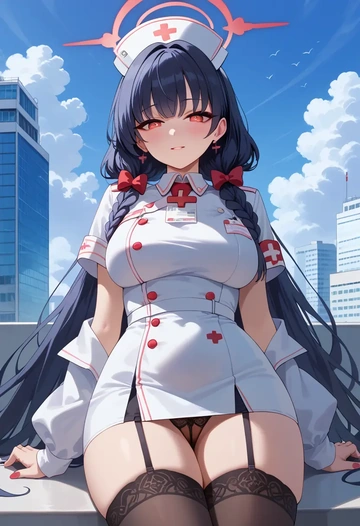 blue_archive,miyu_(blue_archive),nurse pantyhose,mini skirt, sexy  - AI generated anime art