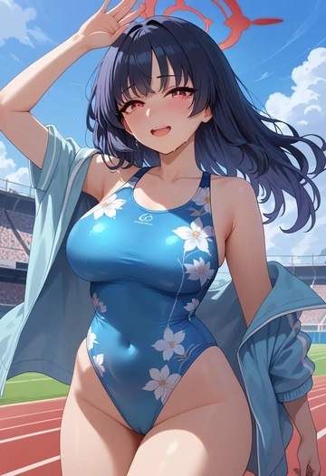 blue_archive,miyu_(blue_archive),swimsuit,floral print  - AI generated anime art