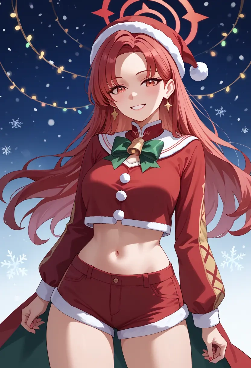 blue_archive,miyu_(blue_archive),Christmas,red velvet shorts  - 