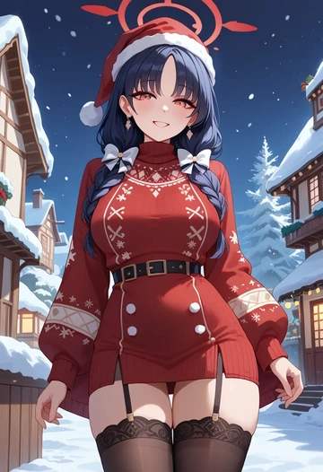 blue_archive,miyu_(blue_archive),sweater,stockings,Thigh garters  - AI generated anime art