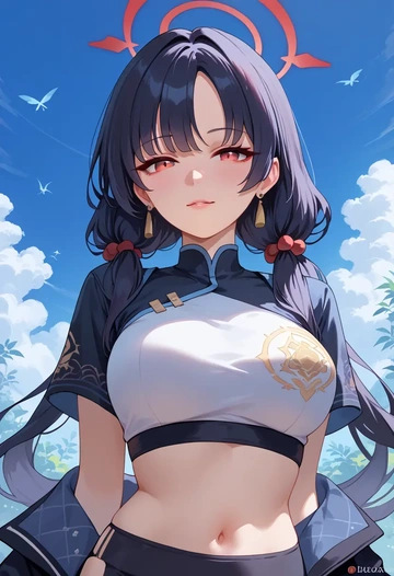 blue_archive,miyu_(blue_archive),crop top,athletic shorts  - AI generated anime art