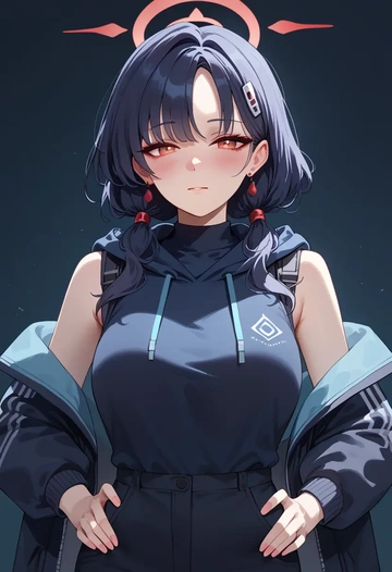 blue_archive,miyu_(blue_archive),sleeveless hoodie,biker shorts  - AI generated anime art