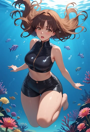 fate_(series),miyu_edelfelt,leather,shorts,crop top  - AI generated anime art