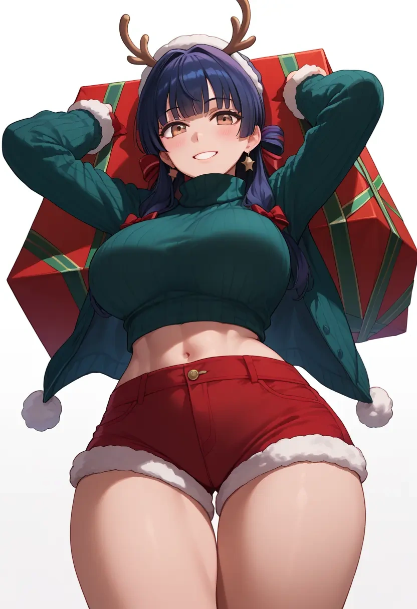 fate_(series),miyu_edelfelt,Christmas,red velvet shorts,turtleneck sweater  - 