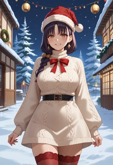 fate_(series),miyu_edelfelt,Christmas,sweater dress,stockings  - AI generated anime art