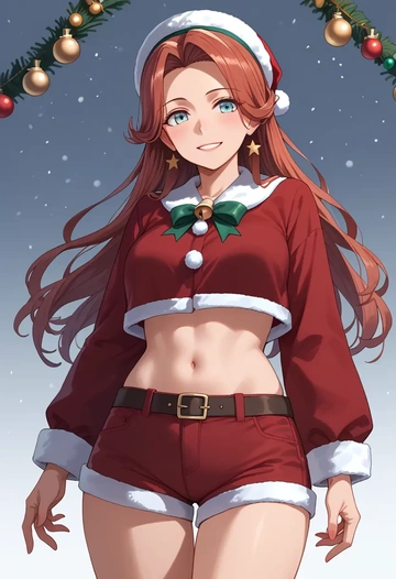 kantai_collection,miyuki_(kancolle),Christmas,red velvet shorts  - AI generated anime art