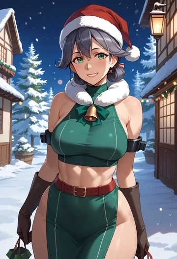 kantai_collection,miyuki_(kancolle),Christmas,dress  - AI generated anime art