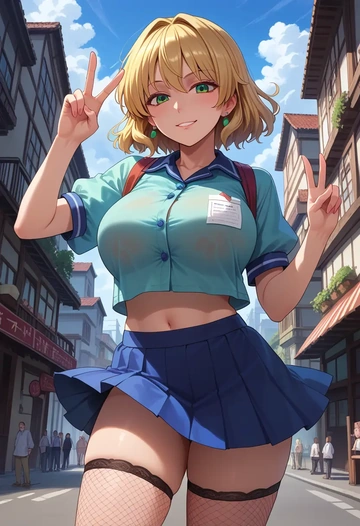 touhou,mizuhashi_parsee,mini skirt, stockings  - AI generated anime art