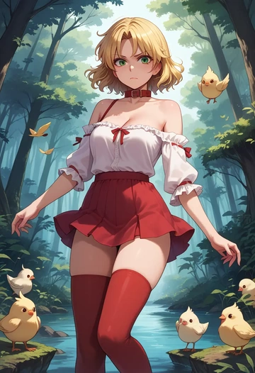 touhou,mizuhashi_parsee,collar,oversized,Thigh garters  - AI generated anime art