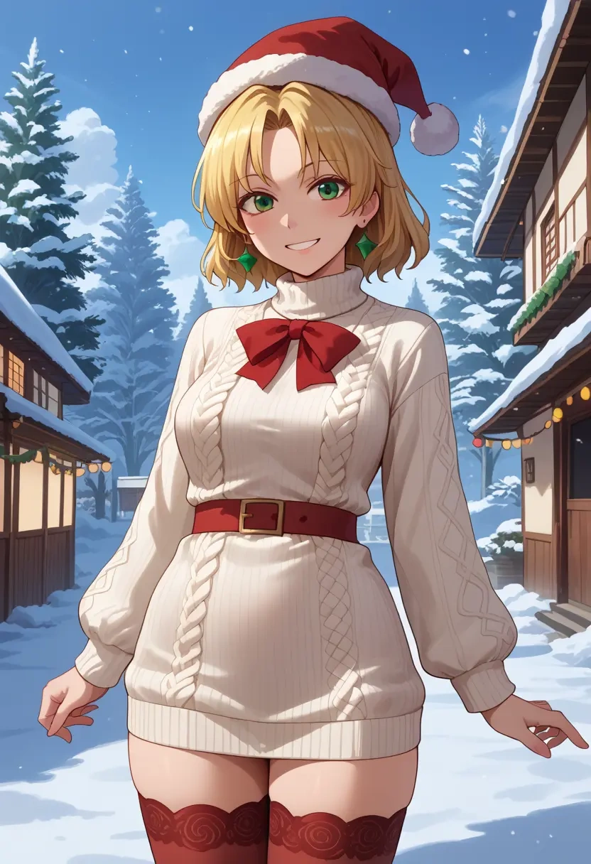 touhou,mizuhashi_parsee,Christmas,sweater dress,stockings  - 