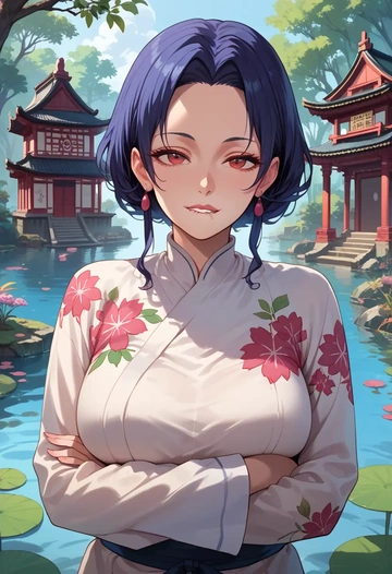 zombie_land_saga,mizuno_ai,floral graffiti blouse,dolphin shorts  - AI generated anime art