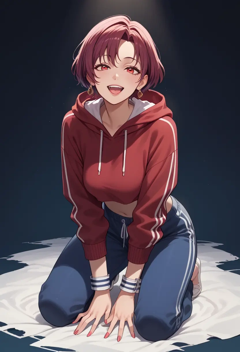 zombie_land_saga,mizuno_ai,hoodie,cropped,high-waisted joggers  - 