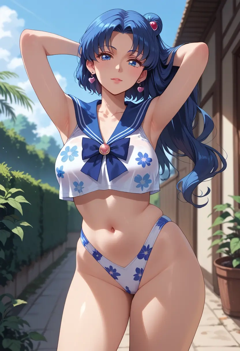 bishoujo_senshi_sailor_moon,mizuno_ami,swimsuit,floral print  - 