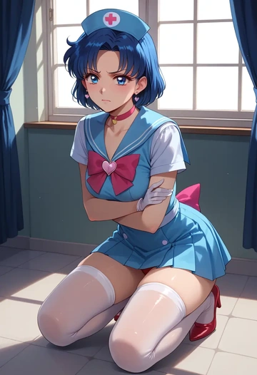 bishoujo_senshi_sailor_moon,mizuno_ami,nurse,stockings,sexy,panties  - AI generated anime art