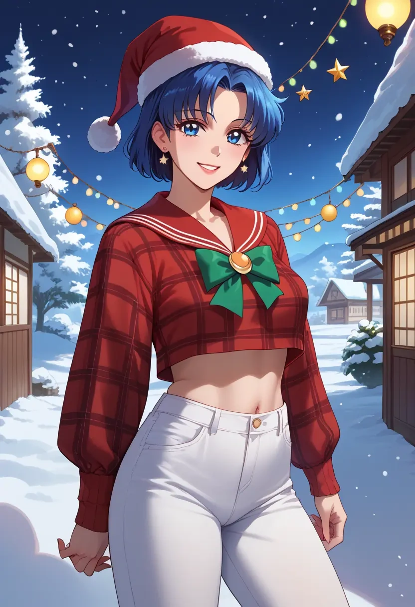 bishoujo_senshi_sailor_moon,mizuno_ami,Christmas,plaid trousers  - 