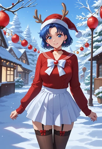 bishoujo_senshi_sailor_moon,mizuno_ami,sweater,stockings,Thigh garters  - AI generated anime art