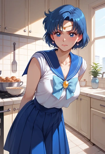 bishoujo_senshi_sailor_moon,mizuno_ami,mesh graffiti top,dolphin shorts  - AI generated anime art