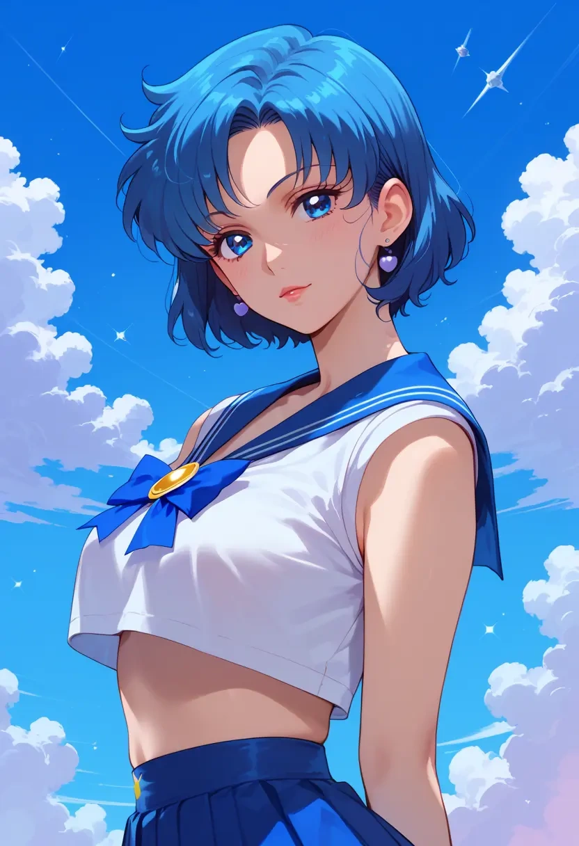 bishoujo_senshi_sailor_moon,mizuno_ami,crop top,loose joggers,headset  - 