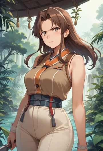 kantai_collection,mochizuki_(kancolle),jumpsuit,sleeveless,flare pants  - AI generated anime art