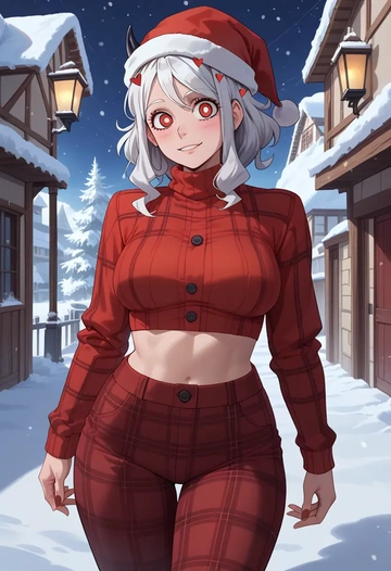 helltaker,modeus_(helltaker),Christmas,plaid trousers  - AI generated anime art