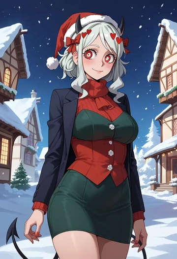 helltaker,modeus_(helltaker),Christmas,dress  - AI generated anime art