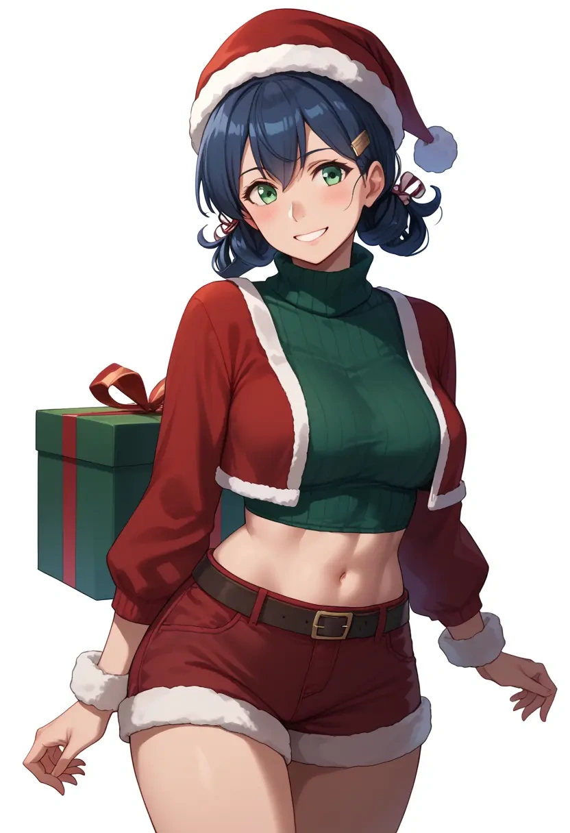 kantai_collection,mogami_(kancolle),Christmas,red velvet shorts,turtleneck sweater  - 