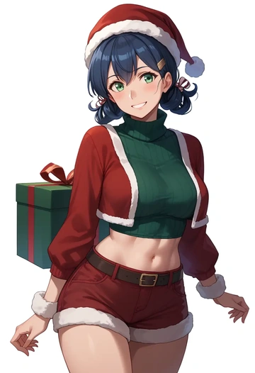 kantai_collection,mogami_(kancolle),Christmas,red velvet shorts,turtleneck sweater  - AI generated anime art