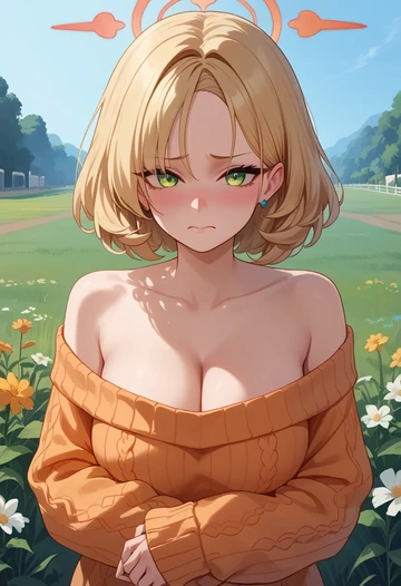 blue_archive,momoi_(blue_archive),orange,sweater  - AI generated anime art