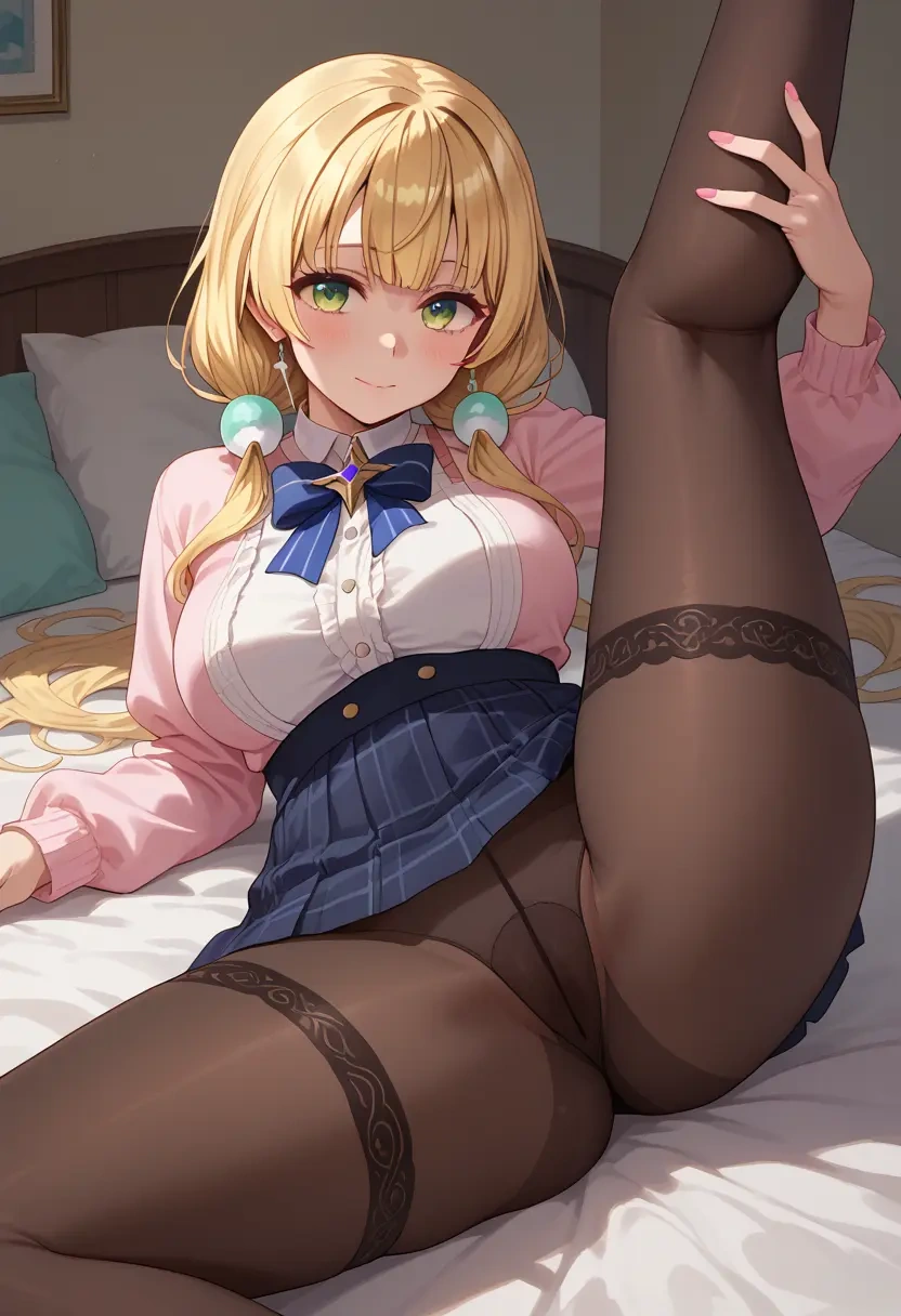 hololive,momosuzu_nene,pantyhose,stocking,spread legs,one leg up,sexy  - 