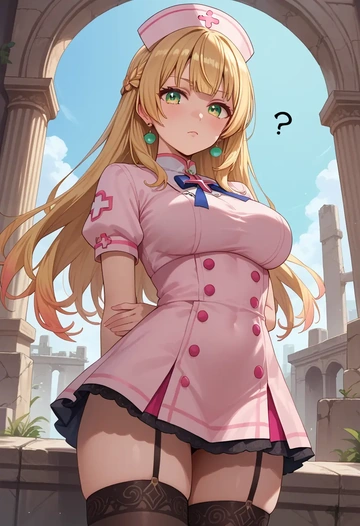 hololive,momosuzu_nene,nurse pantyhose,mini skirt, sexy  - AI generated anime art