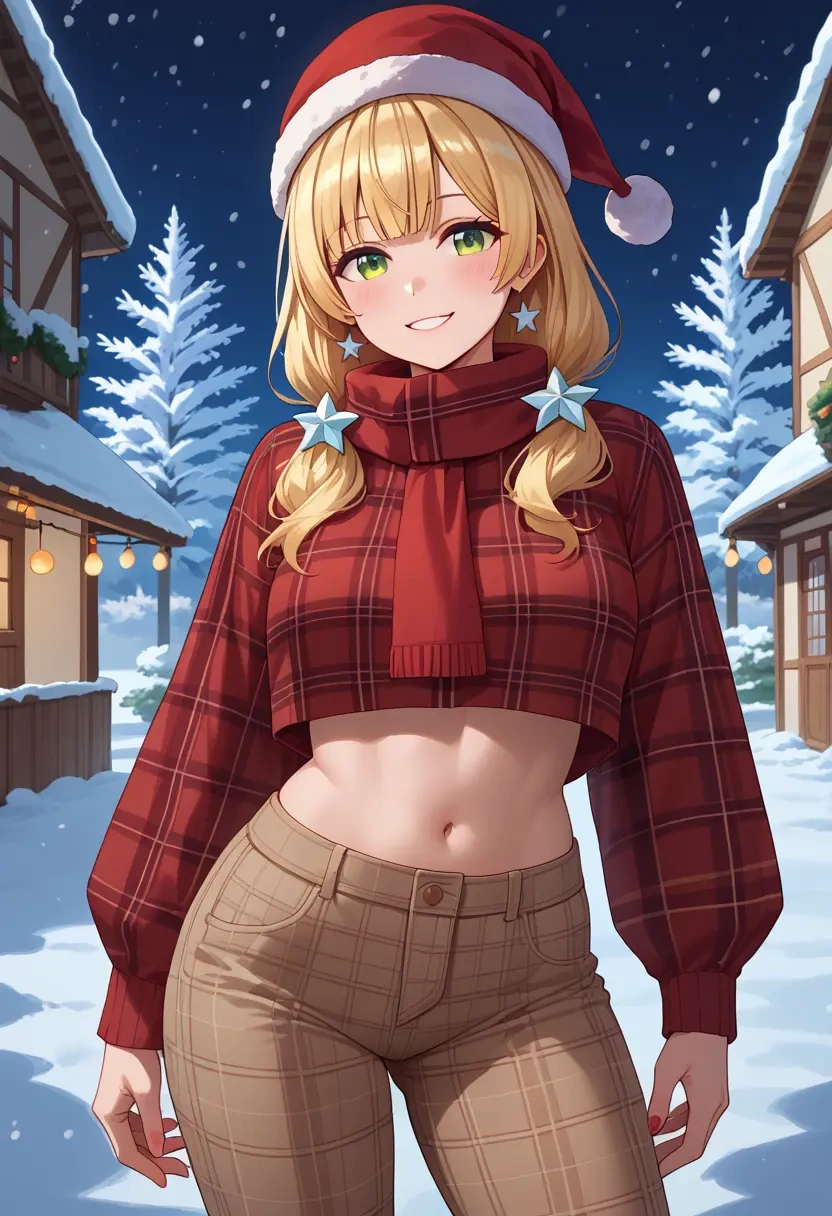 hololive,momosuzu_nene,Christmas,plaid trousers  - 