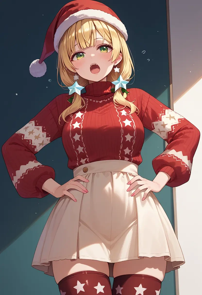 hololive,momosuzu_nene,Christmas,sweater dress,stockings  - 