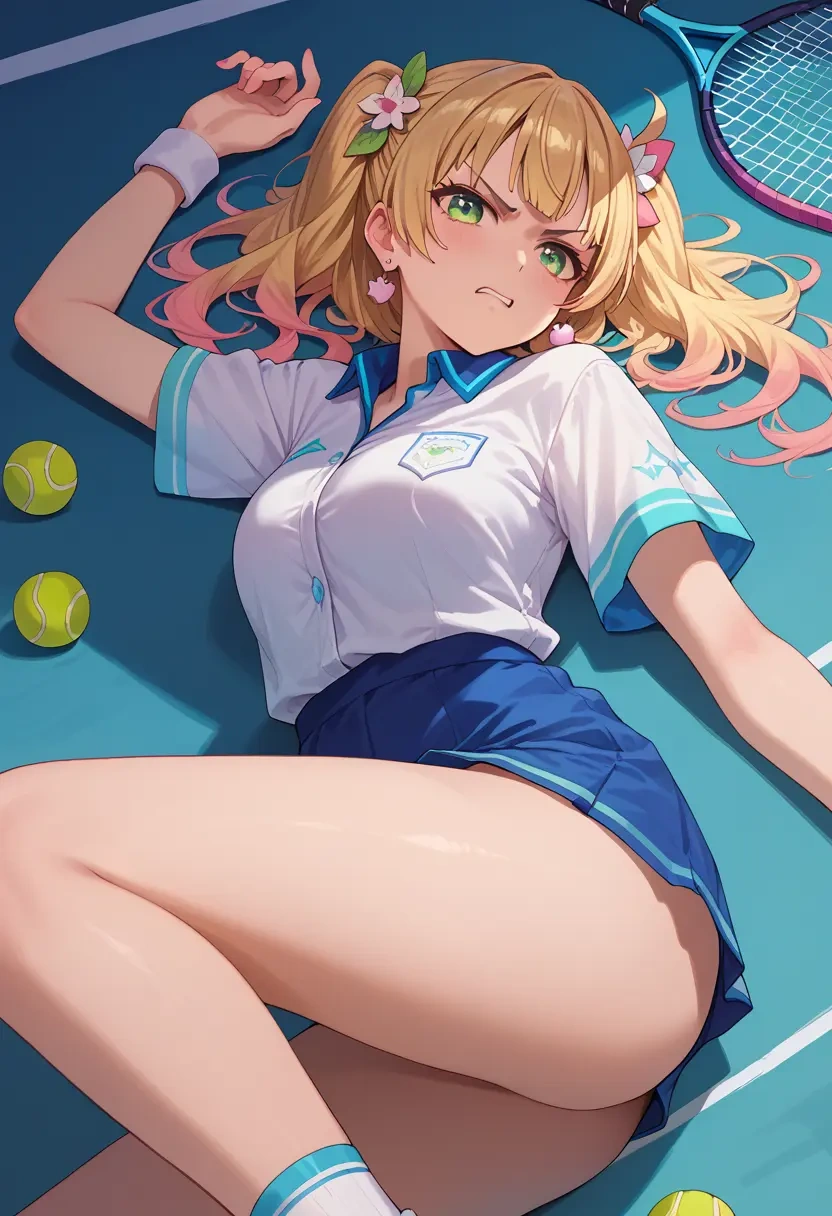 hololive,momosuzu_nene,tennis polo,skort  - 