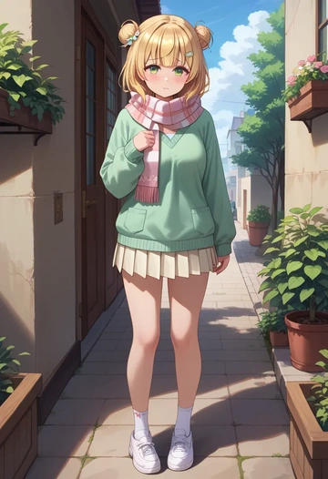 hololive,momosuzu_nene,spring,student uniform,knit sweater  - AI generated anime art