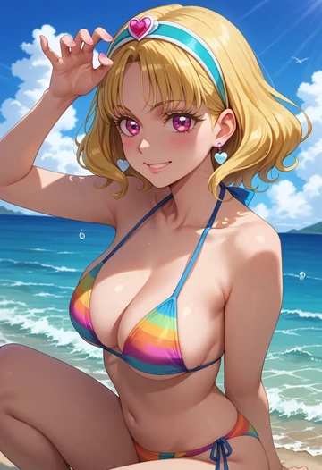 precure,momozono_love,bikini,rainbow-colored,sexy  - AI generated anime art