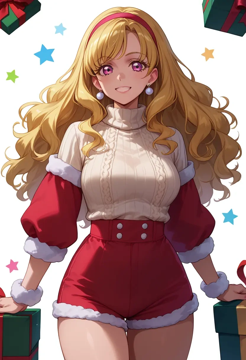 precure,momozono_love,Christmas,red velvet shorts,turtleneck sweater  - 