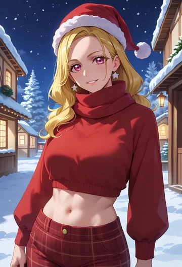 precure,momozono_love,Christmas,plaid trousers  - AI generated anime art