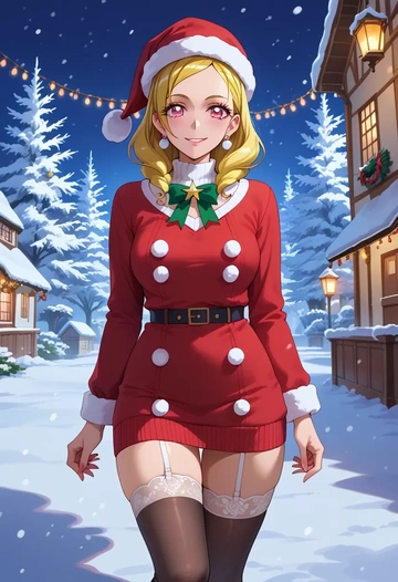 precure,momozono_love,sweater,stockings,Thigh garters  - AI generated anime art