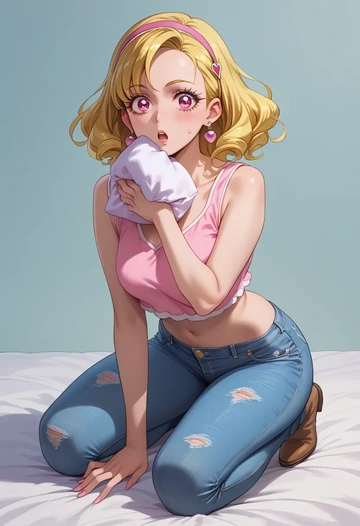 precure,momozono_love,crop top  - AI generated anime art