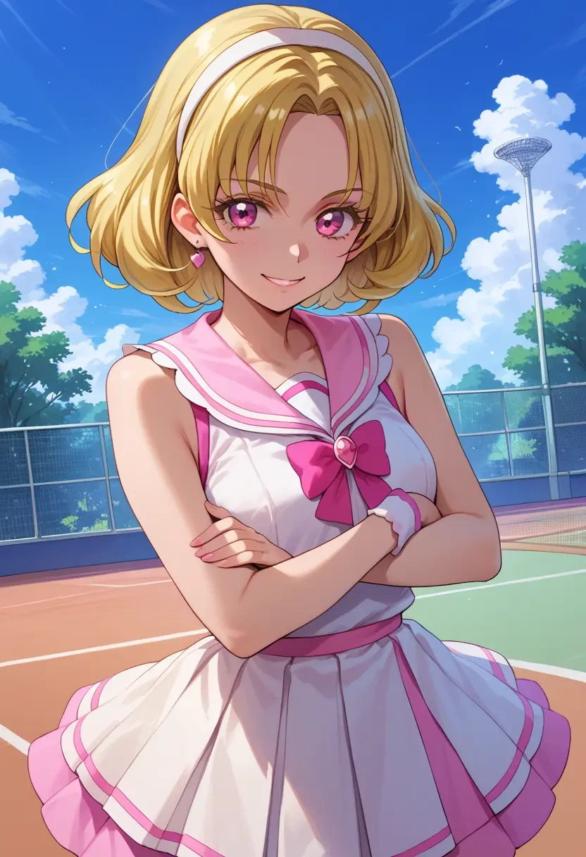 precure,momozono_love,tennis dress,visor,trainers  - 