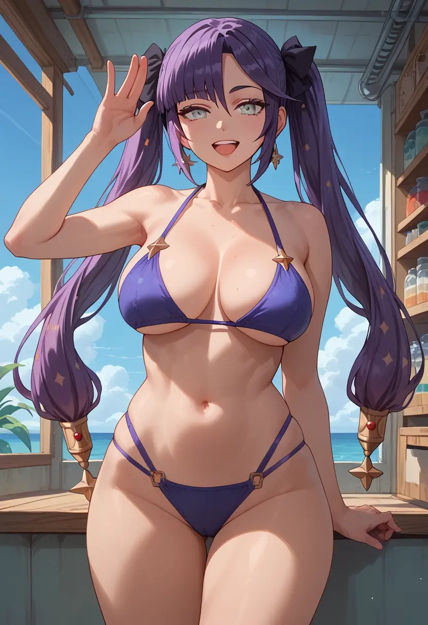 genshin impact,mona_(genshin_impact),bikini  - 