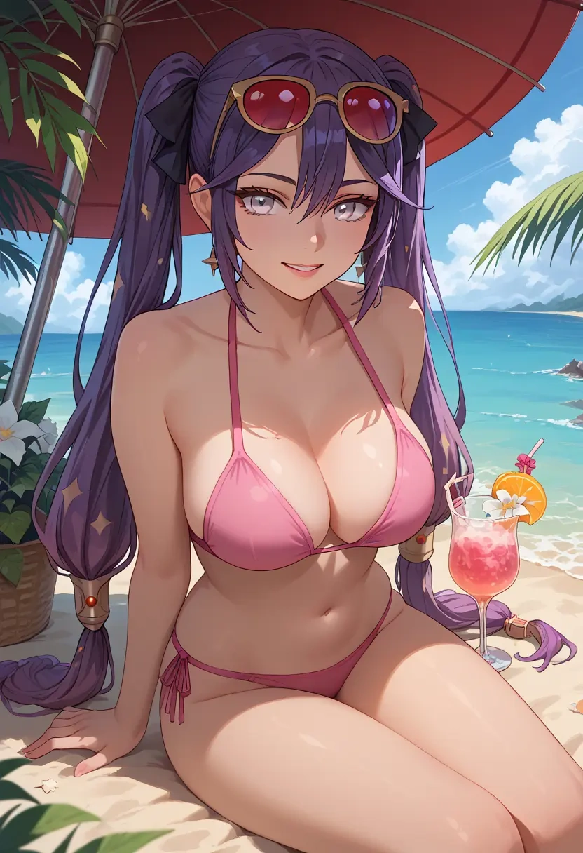 genshin impact,mona_(genshin_impact),bikini  - 