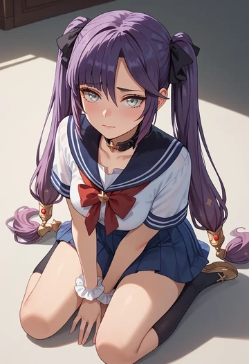 genshin impact,mona_(genshin_impact),sailor, uniform  - AI generated anime art