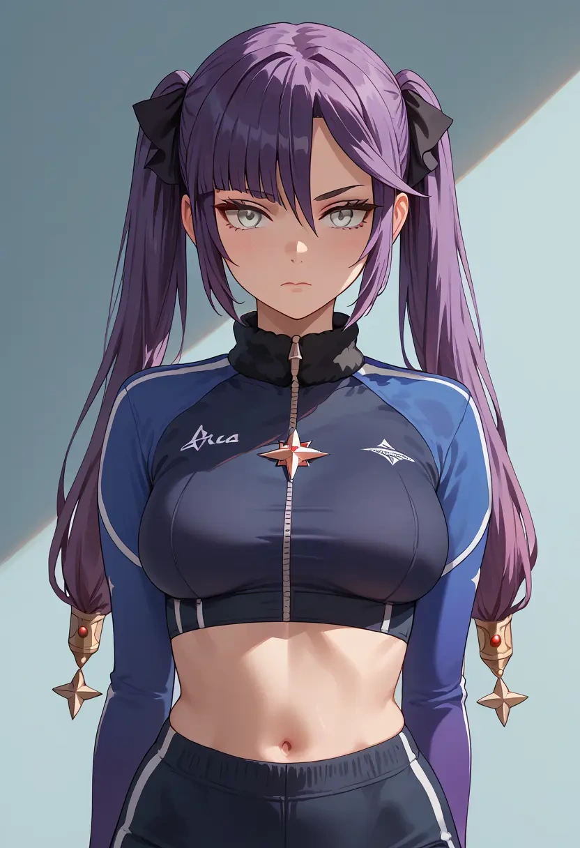 genshin impact,mona_(genshin_impact),athletic,track suit  - 