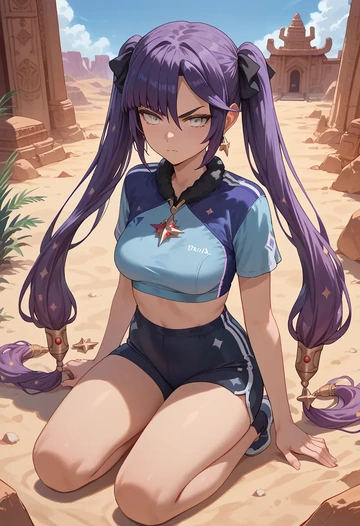 genshin impact,mona_(genshin_impact),tankini top,board shorts  - AI generated anime art