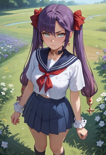 genshin impact,mona_(genshin_impact),sailor, uniform  - AI generated anime art