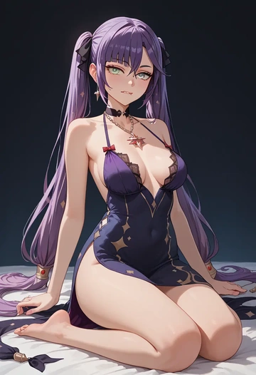 genshin impact,mona_(genshin_impact),nightdress  - AI generated anime art